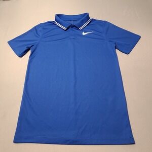 Nike Boys Polo Medium Blue Standard Fit Swoosh Logo